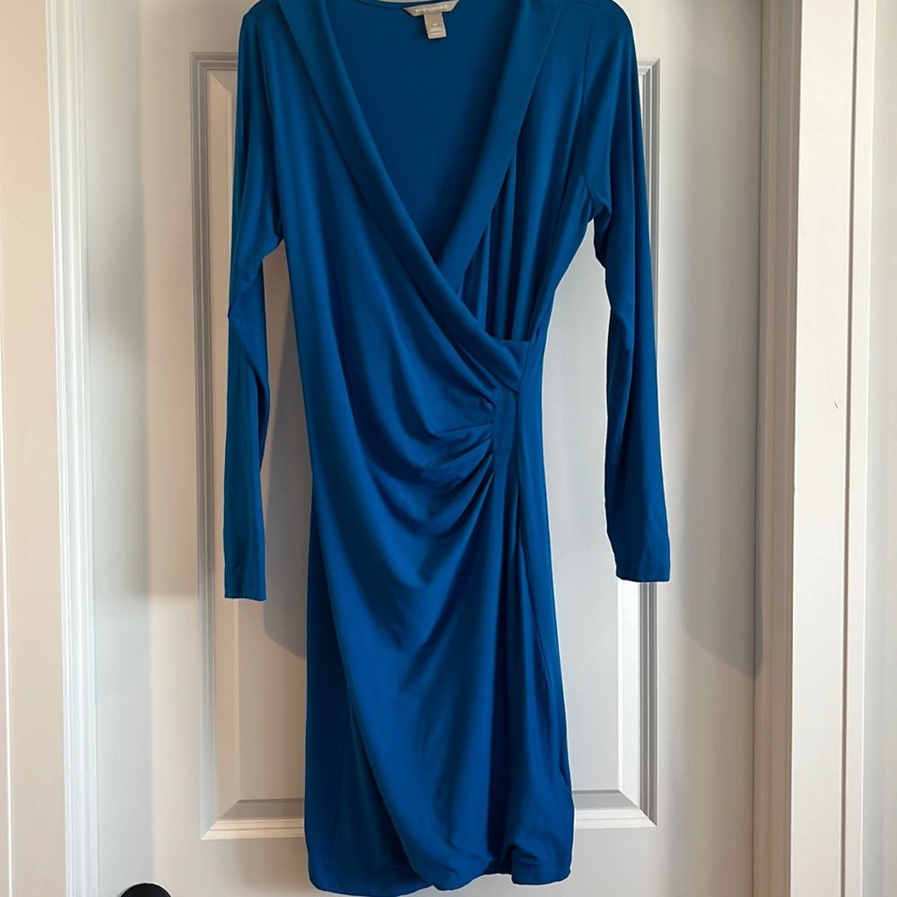 Banana Republic Cotton Blue Faux Wrap Dress